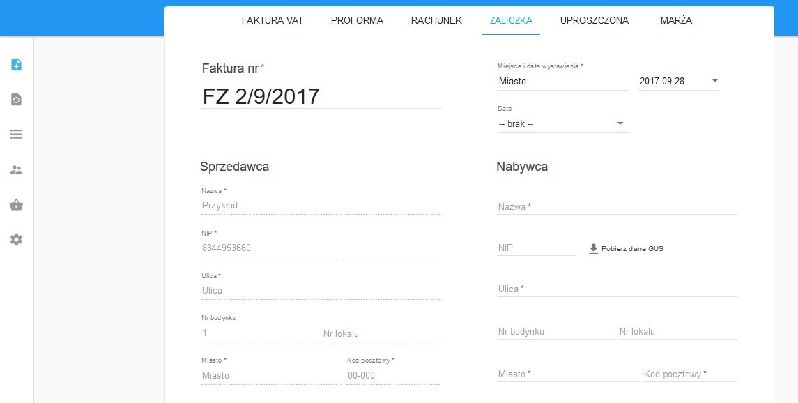 Faktura zaliczkowa