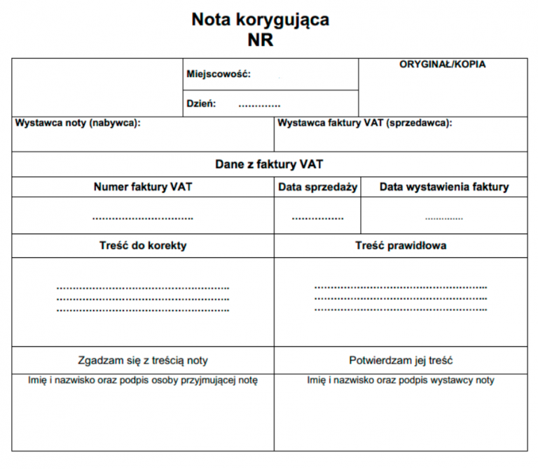 Nota Korygująca I Faktura Korygująca Co To Jest Wzór Wystaw Fakturę Przez Internet Fakturapl 8264